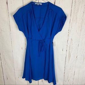 One One Six | Blue Faux Wrap V-Neck Dress